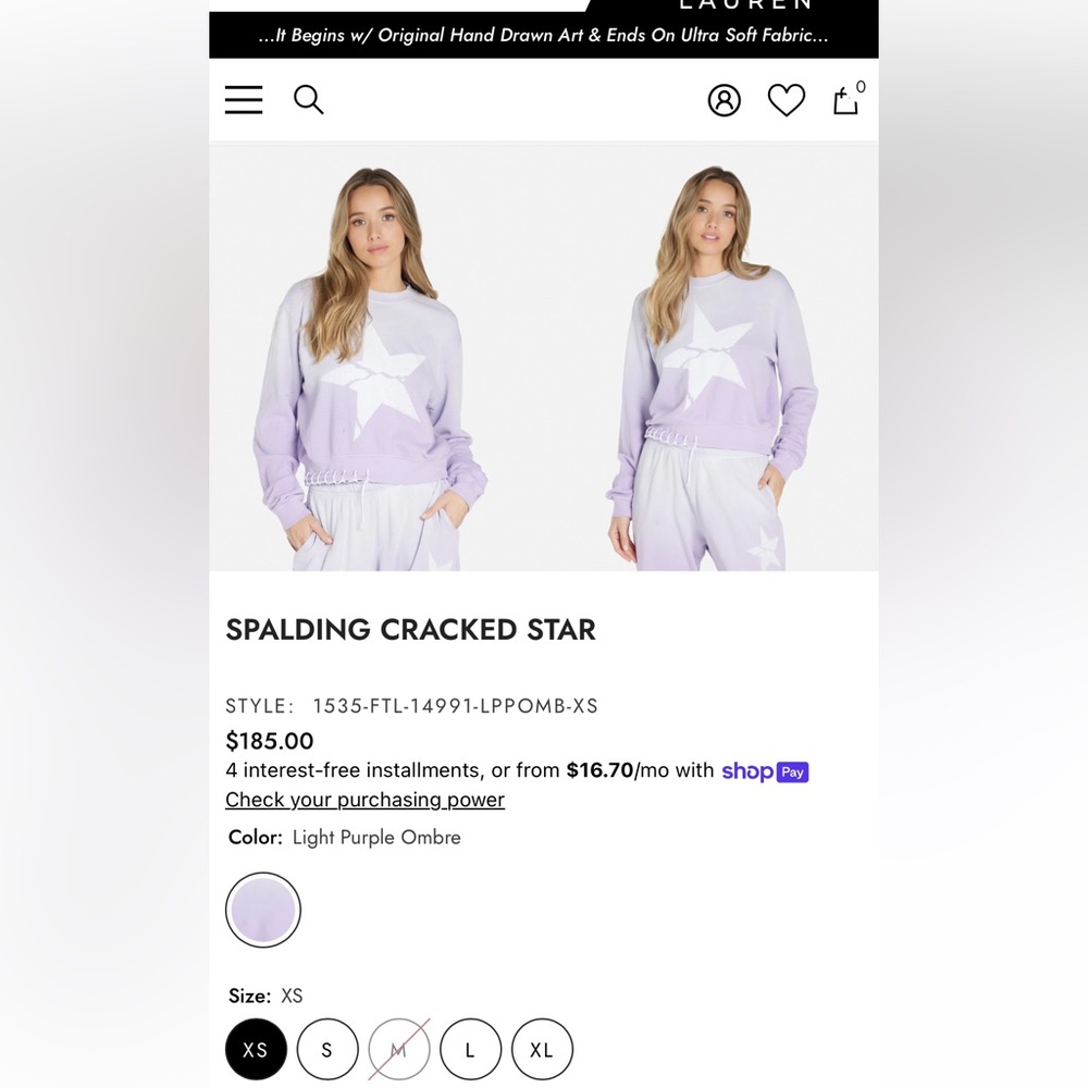 Lauren Moshi SPALDING CRACKED STAR Sweatshirt NWOT - Picture 2 of 9